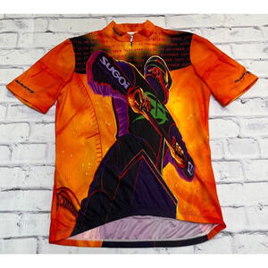 Cycling Jersey Men's Orange 90s Vintage Sugoi Countdown To The Millenium Y2k